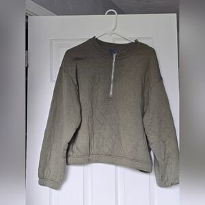 Old Navy Olive Green Quilted Crew Neck Sweater